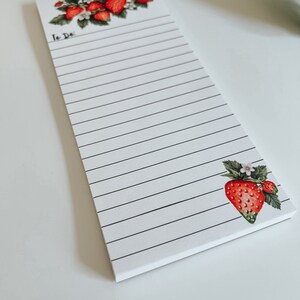 Strawberry Bunch Notepad, Strawberry Notepad, Magnet Kitchen Notepad, Stationary, Grocery List, Notepad image 3