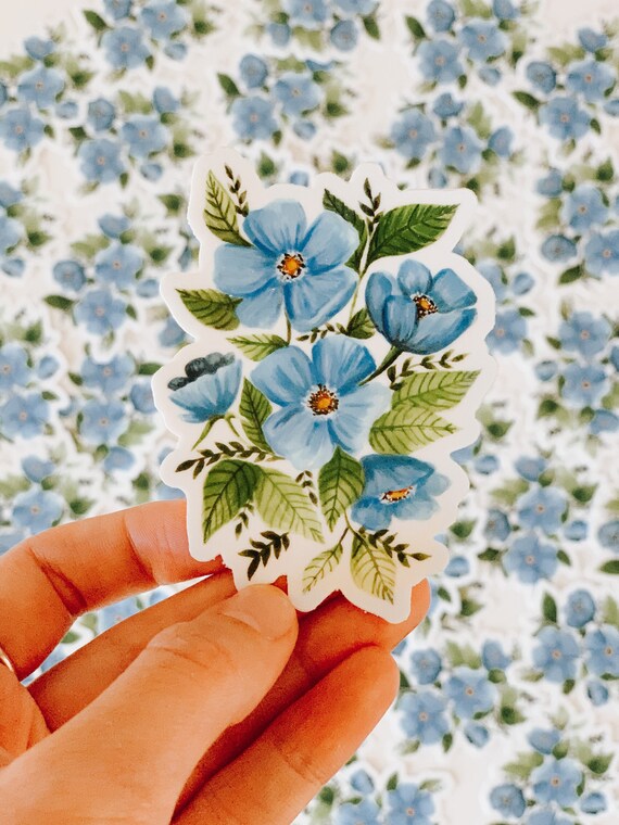 Pegatina de flores silvestres azules Pegatina botánica - Etsy México