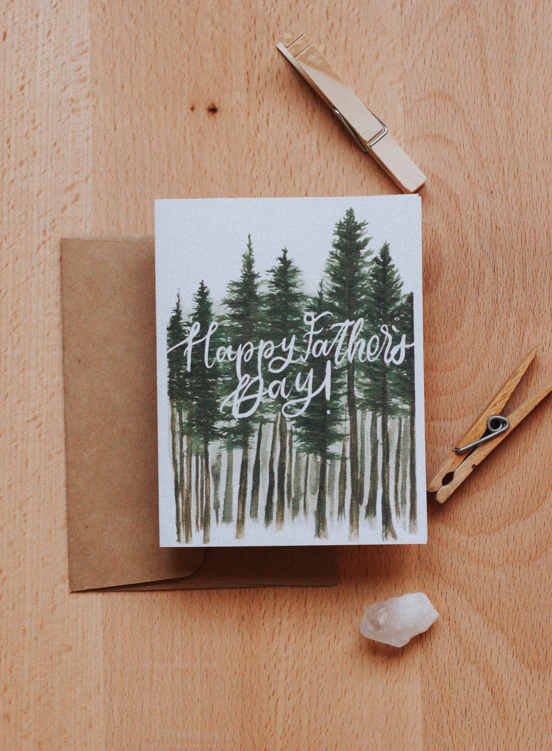 Forest Happy Father's Day Card, Dad, Father's Day Greeting Card, Forest Father's Day Card, Watercolor Tree Card, Greeting Card, Paper image 1