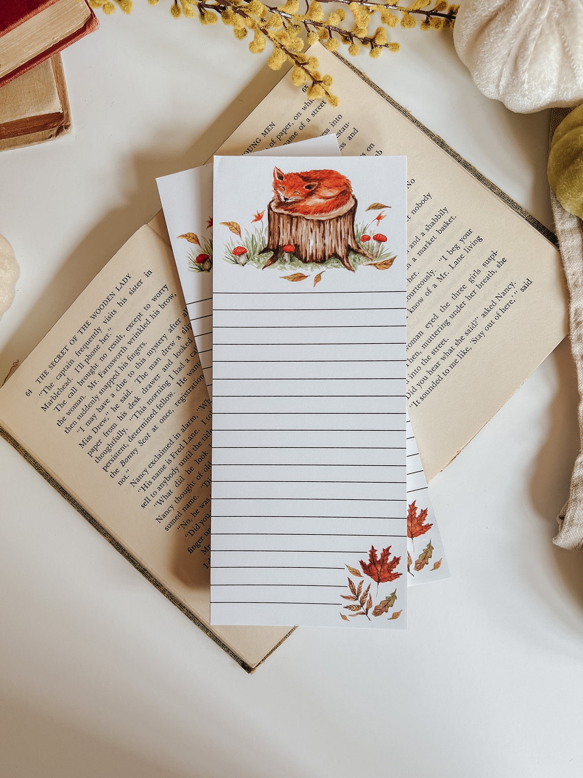Sleepy Fox Fall Notepad Fall Notepad Magnet Kitchen Notepad - Etsy
