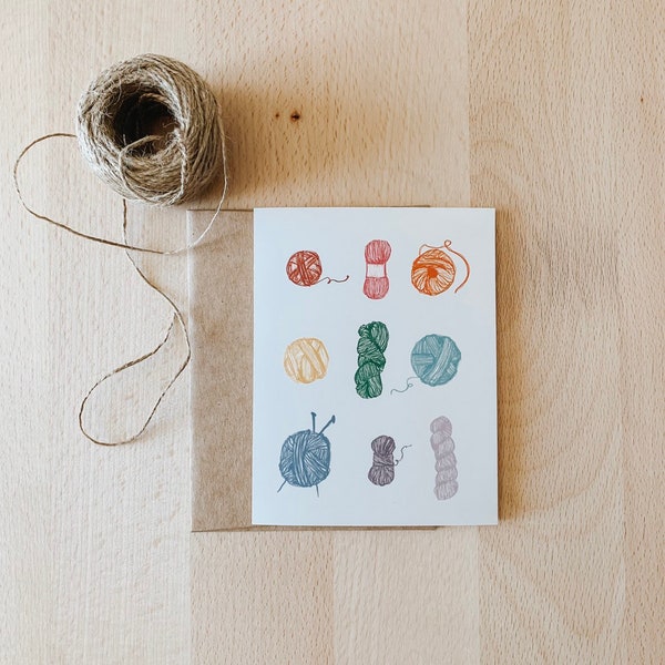 Rainbow Yarn Card for Yarn Lovers, Yarn Addict, Cards for Knitters, Yarn Lovers Greeting card, Rainbow Yarn