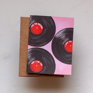 For the Record Card, I love you Card, Vinyl Valentine, Record Greeting Card, Paper, Valentines Card image 9