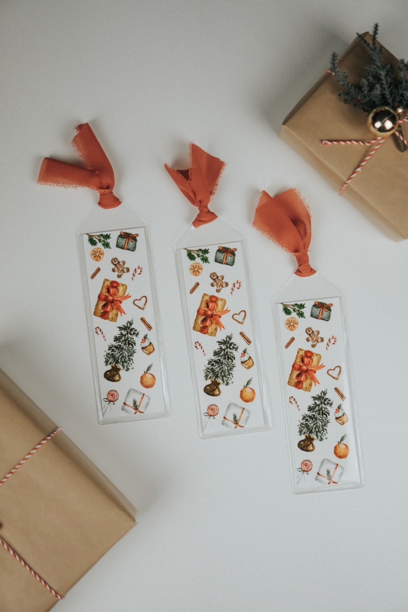 Winter Holiday Bookmarks Watercolor Bookmarks Pine Cone - Etsy