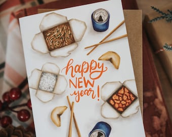 Happy New Year Take Out Greeting Card