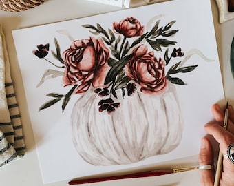 Pumpkin Bouquet Watercolor Print