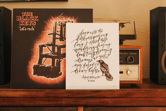 Edgar Allen Poe Poem Halloween Decor Spooky Illustration Etsy