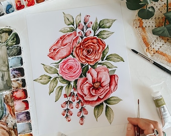 Pink Floral Bouquet Print