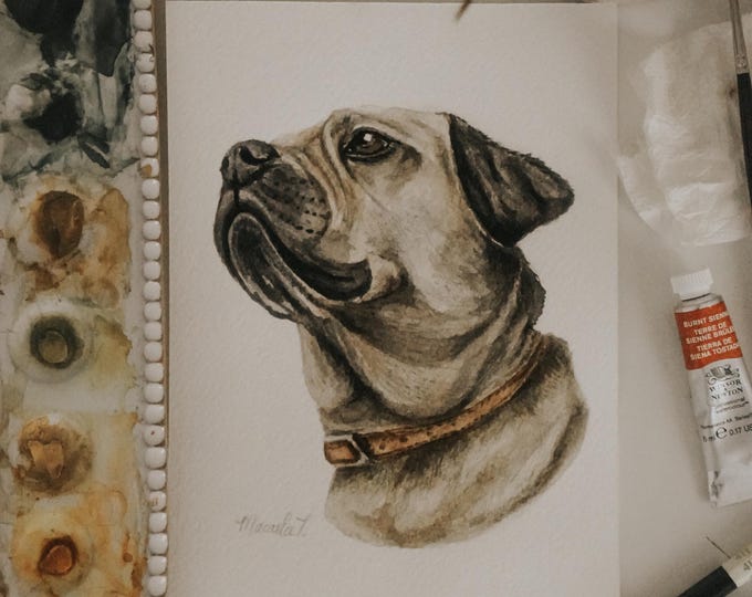 Featured listing image: Hand-painted Custom Watercolor Pet Portrait