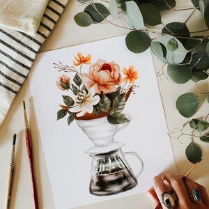 Coffee and Flowers V60 Print Pour Over Illustration Coffee - Etsy