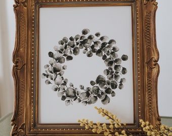 Black Eucalyptus Wreath Print