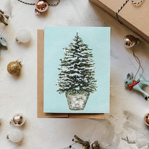 Snowy Tree in a Bucket Holiday Card, Christmas Greeting card, Holiday Card, Christmas Tree, Holiday Greeting Card image 6