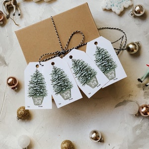 Snowy Christmas Tree Gift Tags, Rustic Christmas Tags, Present Gift Tags, Festive Gift Tags, Holiday Gift Wrap image 1