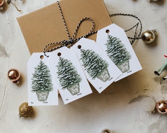 Snowy Christmas Tree Gift Tags, Rustic Christmas Tags, Present Gift Tags, Festive Gift Tags, Holiday Gift Wrap