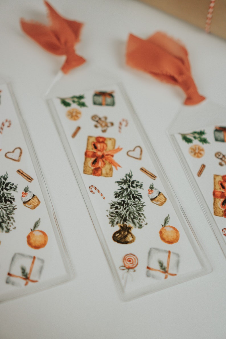 Winter Holiday Bookmarks Watercolor Bookmarks Pine Cone - Etsy