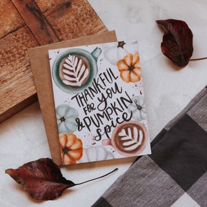 Merci pour vous et Pumpkin Spice Card, Carte de vœux d’automne, Pumpkin Spice, Pumpkin Spice Latte, Notecard, Greeting Card,