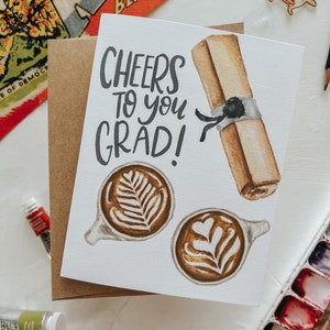 Vive vous Carte de fin d’études, Café de remise des diplômes, Félicitations Diplômé, Carte d’études supérieures, Graduation, Papier, Carte de vœux
