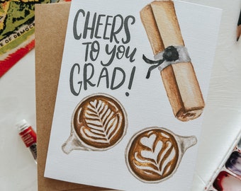 Cheers to You Graduation Card, Coffee Graduation, Congratulations Grad, Graduate Card, Graduation, Paper, Greeting Card