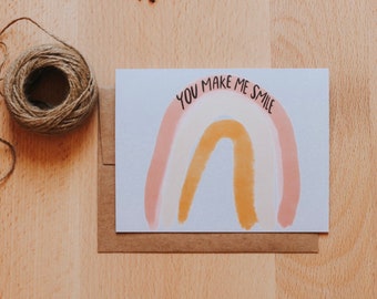 You Make Me Smile Card, Smile Card, Rainbow Card, Monochromatic Rainbow