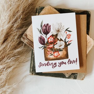 Sending you Love Valentine Card, Love Letter Valentine, Floral Valentine, Greeting Card, Paper, Valentines Day image 3