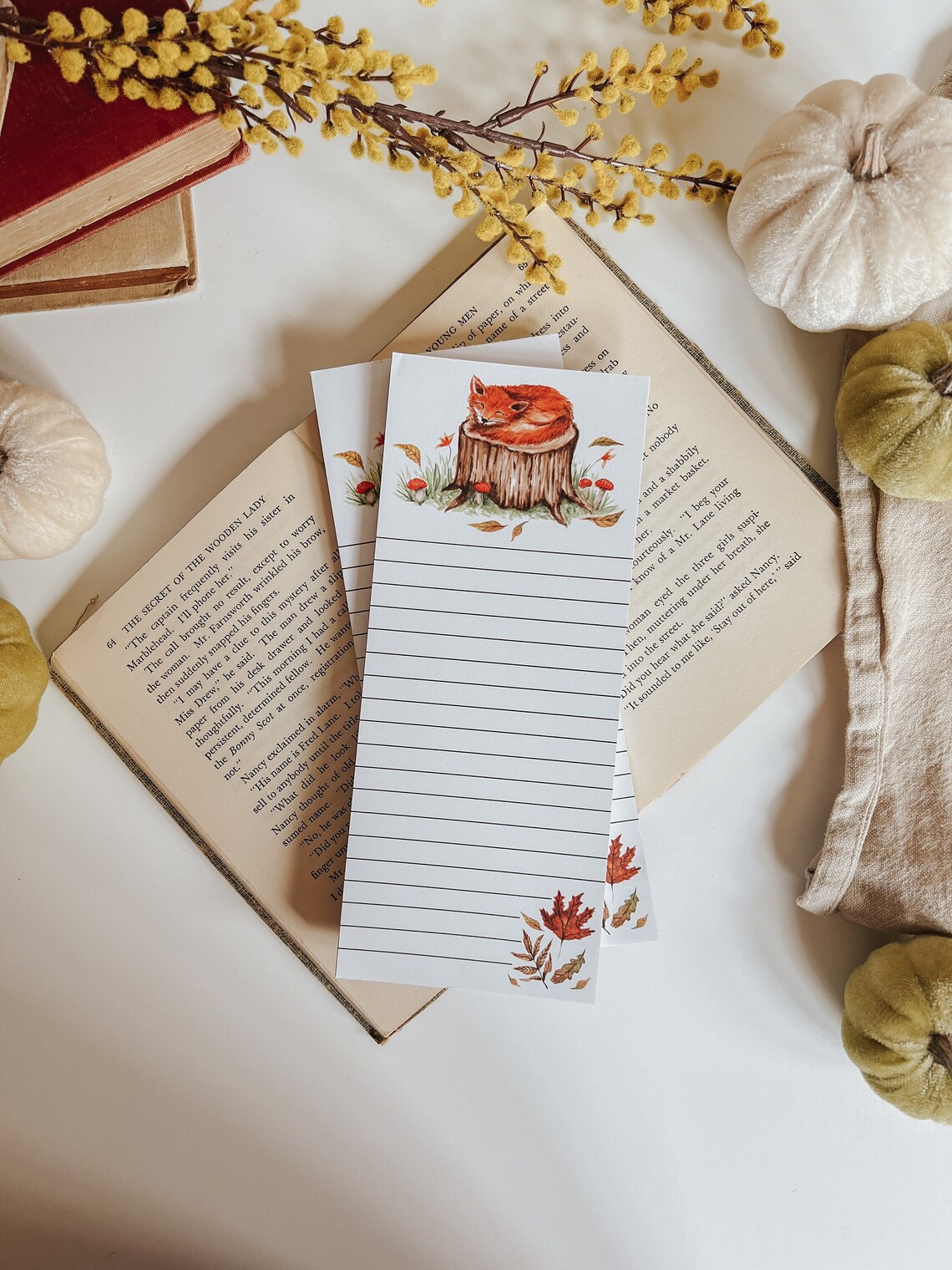 Sleepy Fox Fall Notepad Fall Notepad Magnet Kitchen Notepad - Etsy