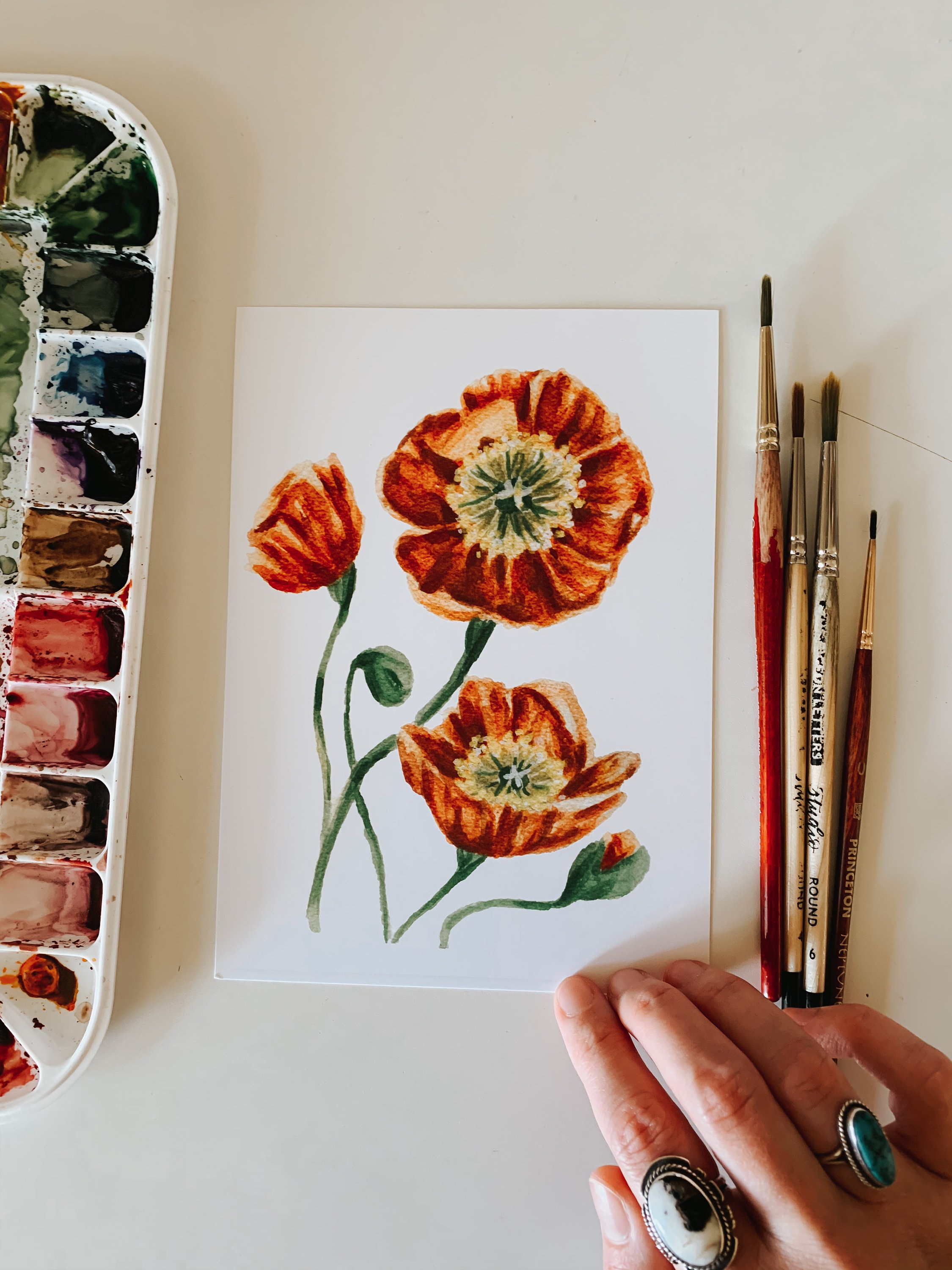 Orange Icelandic Poppies Watercolor Print