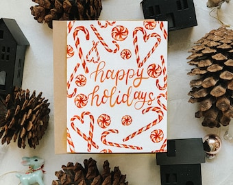 Happy Holidays Candy Cane Card