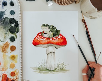 Mushroom Toad Watercolor