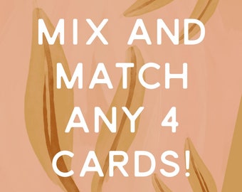 Mix and Match any 4 Cards, Greeting Cards