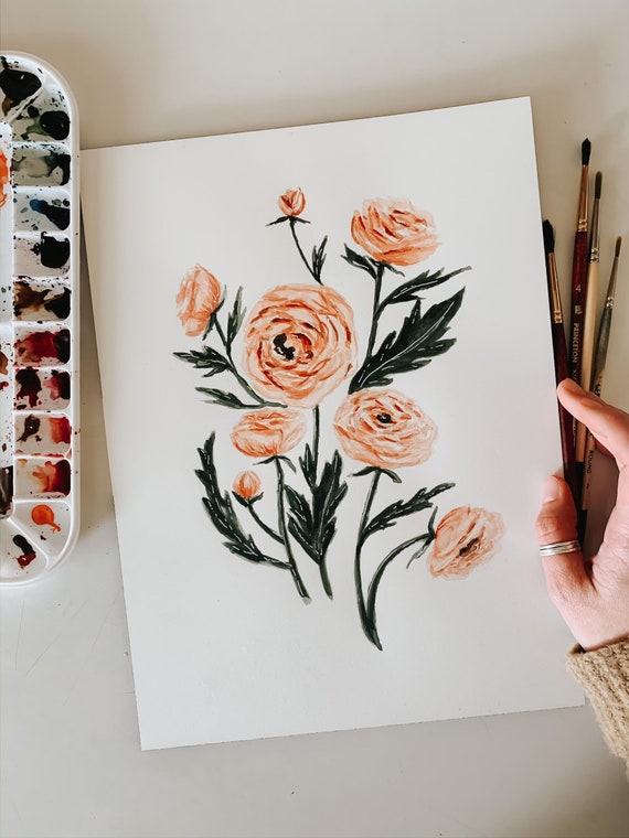 Ranunculus Watercolor Print Flower Botanical Illustration - Etsy