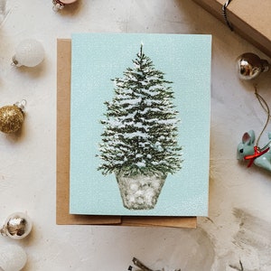Snowy Tree in a Bucket Holiday Card, Christmas Greeting card, Holiday Card, Christmas Tree, Holiday Greeting Card image 7