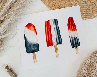 Red White and Blue Popsicle Summer Print