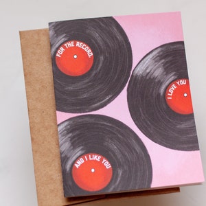 For the Record Card, I love you Card, Vinyl Valentine, Record Greeting Card, Paper, Valentines Card image 6