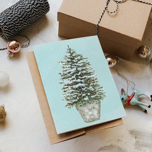 Snowy Tree in a Bucket Holiday Card, Christmas Greeting card, Holiday Card, Christmas Tree, Holiday Greeting Card image 8