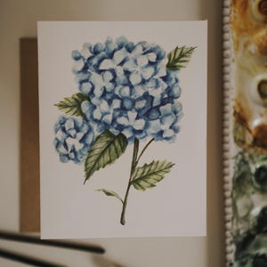 Blauwe hortensiakaart, hortensiawenskaart, botanische kaart, kaart van alledag, bloemenkaart, wenskaarten, papier