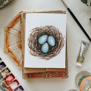 Bird's Nest Spring Greeting Card, Bird Greeting Card, Robin's Egg, Spring Card, Greeting Card, Paper