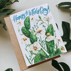 Cactus Flower Happy Mother’s Day Card, Carte de vœux de la fête des mères, Cactus Mother’s Day Card, Carte de vœux, Papier