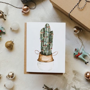 Cartão de cacto de Natal, cartão de felicitações de Natal, cartão de férias, Natal Boho, cacto de férias