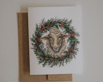 Sheep Wreath Holiday Card