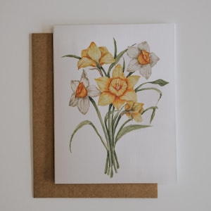 Narzisse Blumenstrauß Grußkarte, Frühlingskarte, Narzisse Aquarell, Narzissen, Grußkarte, Papier