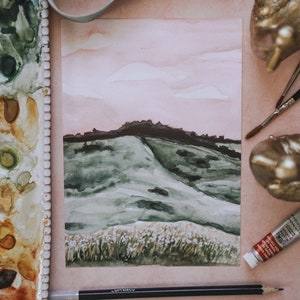 California Dreaming Watercolor, California Watercolor, Watercolor Landscape, Spring Decor, California, California Landscape