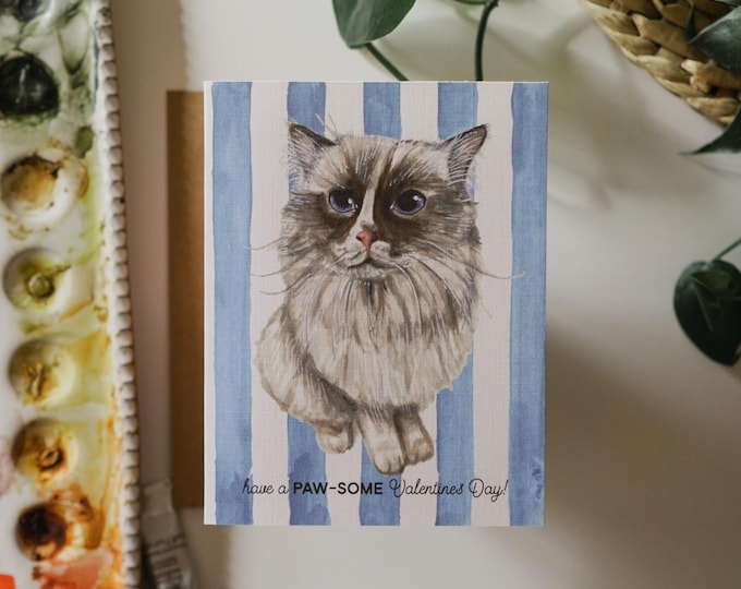 Featured listing image: Paw-Some Cat Valentine Card