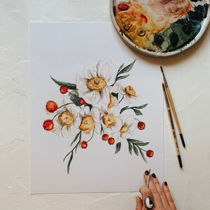Fried Egg Poppy Flower Print, Matilija Flower, Botanical Illustrations, Poppy Watercolor, Home Decor, Flower Art image 3