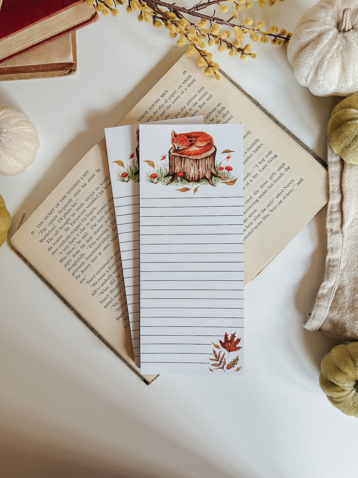 Sleepy Fox Fall Notepad Fall Notepad Magnet Kitchen Notepad - Etsy