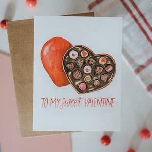 Sweet Valentine Chocolates Card, Box of Chocolates, Valentine, Valentine&#39;s Day, Greeting Card, Paper