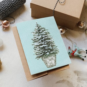 Snowy Tree in a Bucket Holiday Card, Christmas Greeting card, Holiday Card, Christmas Tree, Holiday Greeting Card image 9