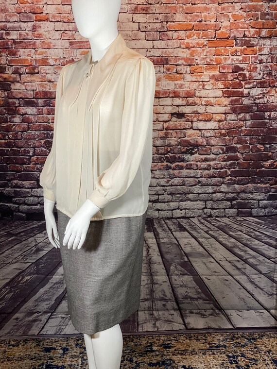 Sheridan Square, Pleated, Button Front, Bow Tie T… - image 2