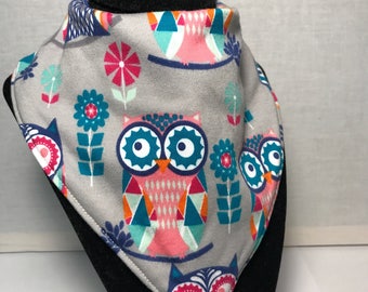 Absorbent Bandana Bib // baby shower gift// girl baby bibs// infant girl bib // bib with owl// Girl baby bibs