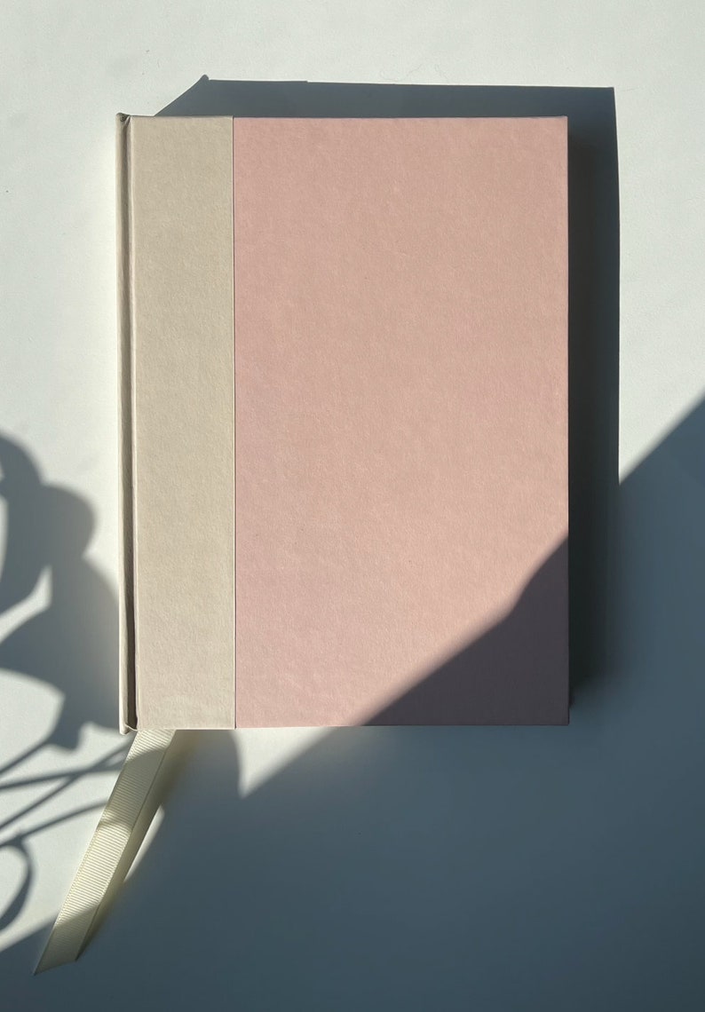 light pink and beige customisable a5 notebook