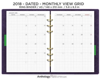 filofax a5 insert grid