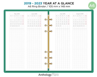 5 year planner 2019 2023 personal filofax quarter printable etsy